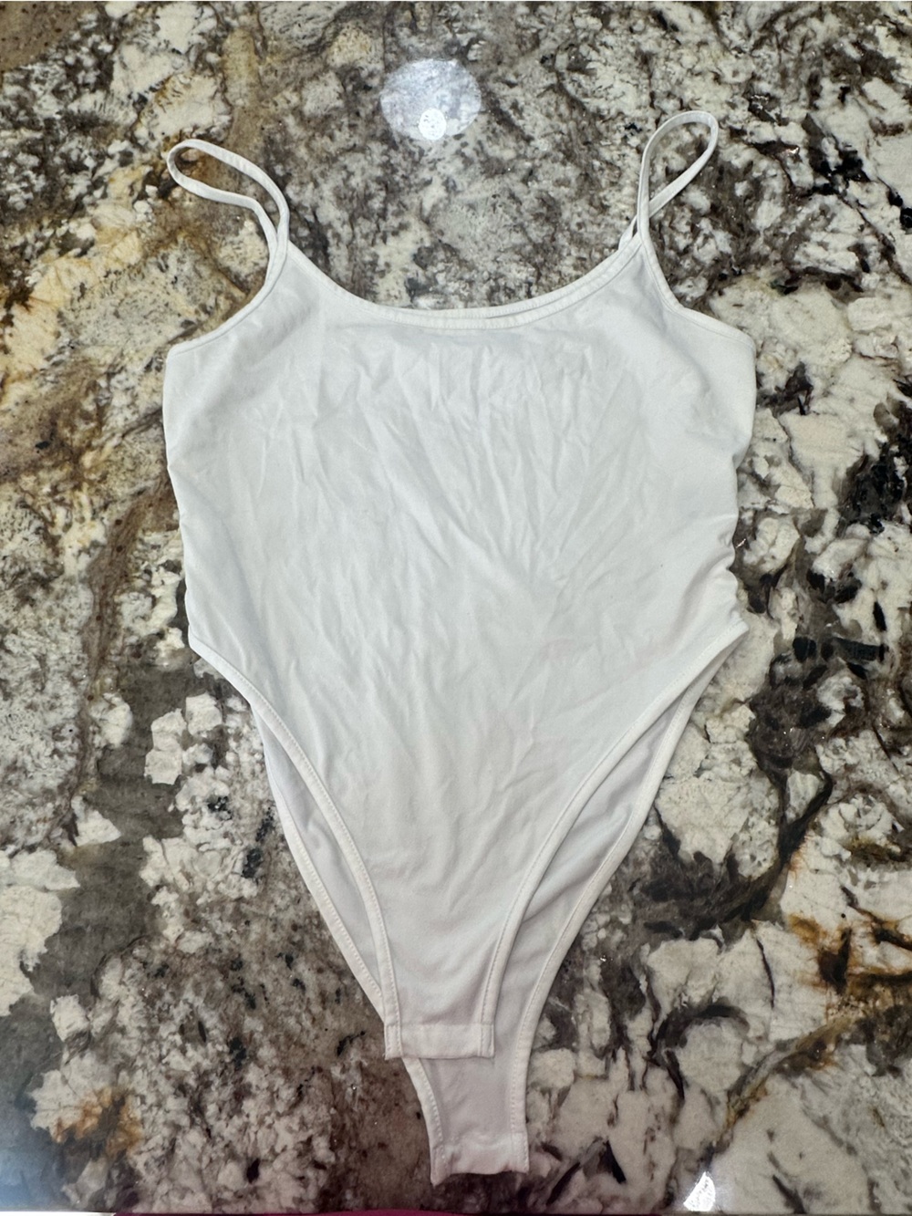 SHEIN White Scoop Neck Tank Bodysuit